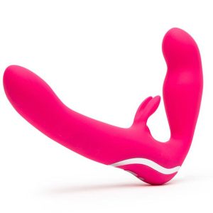 Happy Rabbit Strapless Strap-On Rabbit Vibe Roze