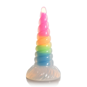 XR Brands UniGlow - Glow-in-the-Dark Regenboog Siliconen Dildo