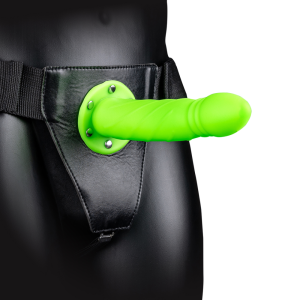 Ouch! by Shots Glow in the Dark Twisted Hollow Strap-On - 8 / 20 cm - Neon Groen