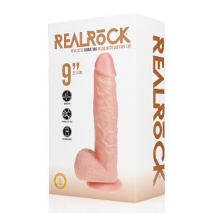 RealRock by Shots Vibrerende Reguliere Rechte Penis met Ballen - 9 / 23 cm - Vlees