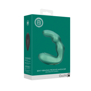 Ouch! by Shots Bent Vibrating Prostate Massager met Afstandsbediening - Metallic Groen