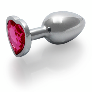 Aluminium Buttplug in Elegant Zilver met een Roze Siersteen