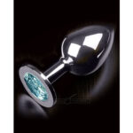 Dolce Piccante - Zilveren Metalen Buttplug 4 cm Lichtblauw