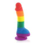 Pride Dildo - Silicone Rainbow Pride Dildo Met Ballen