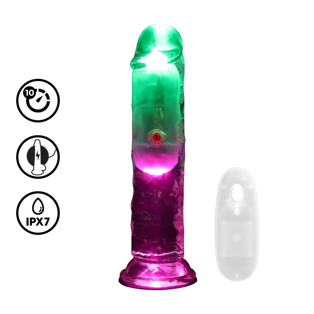 realrock transparante led dildo met afstandsbediening 15cm