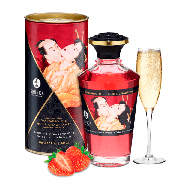 shunga verwarmende massage olie sparkling strawberry
