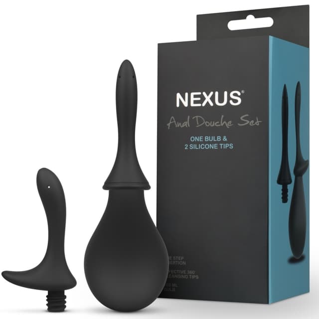 nexus intieme douche set met twee siliconen opzetstukken